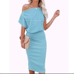 Elegant One Shoulder Blue Dress